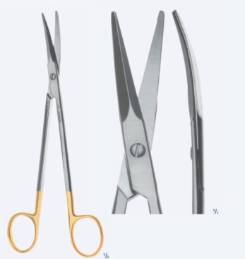 Ножиці, хірургічні, "Metzenbaum", "Power TC", дисекційні, легка модель, делікатні, вигнуті, тупокінцеві, загальна довжина 200 мм, 8"